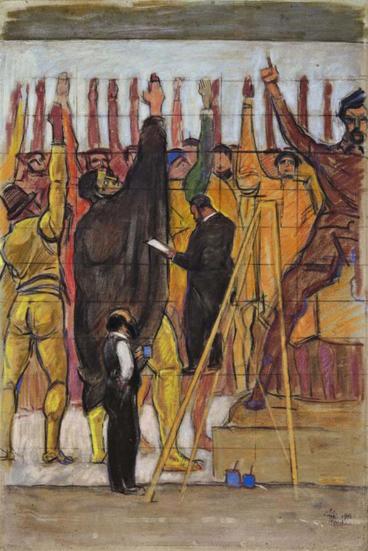 Emil Orlik Ferdinand Hodler at work on the Hanoverian Wandbild